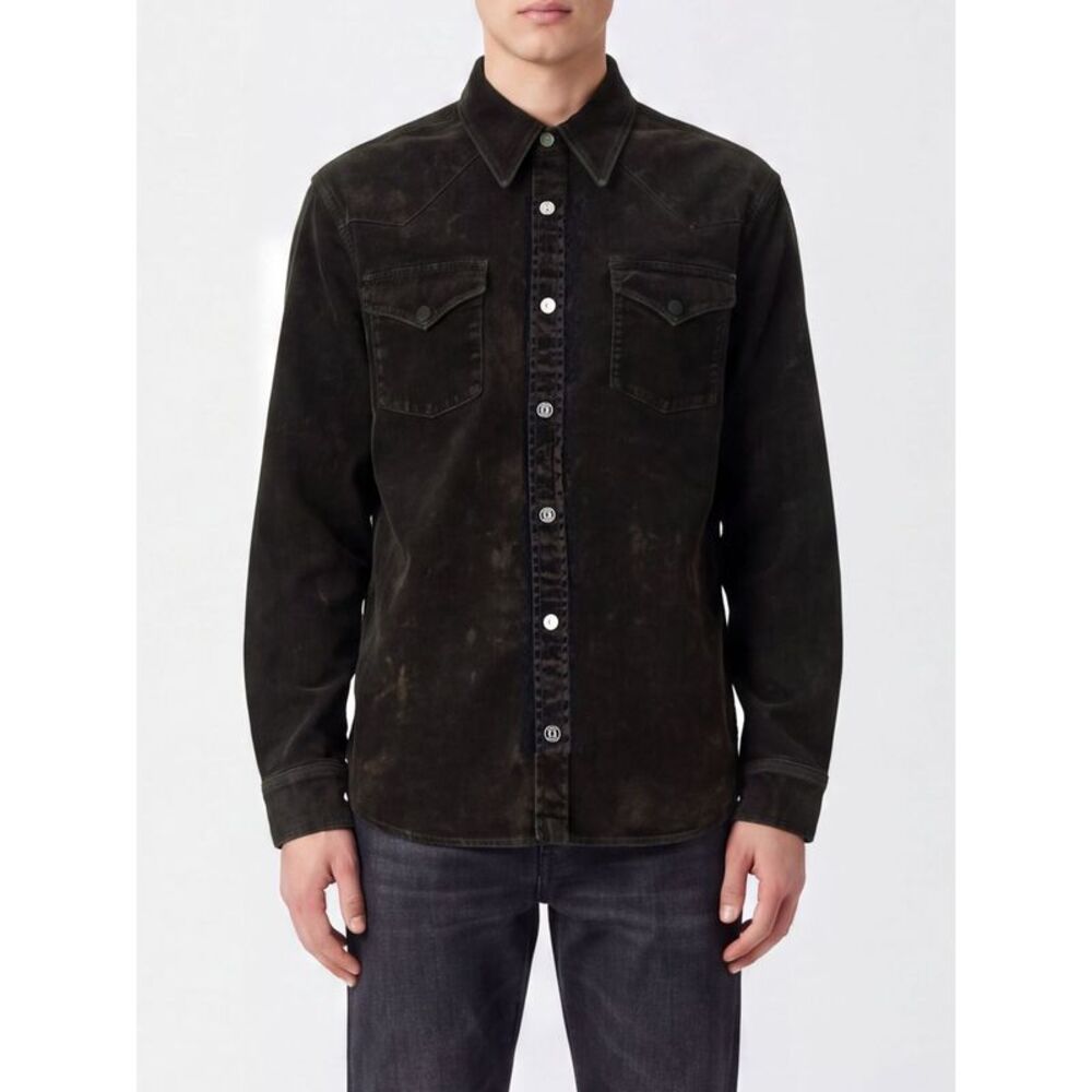 Amiri Men Amiri Cotton Denim Shirt With Patch Pockets And Classic Collar